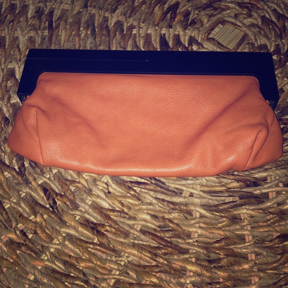Melissa Bianco Leather Clutch with Wooden Handle